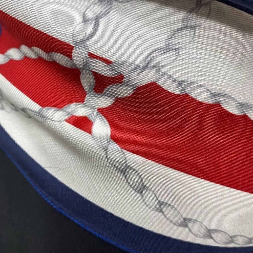 Ralph Lauren Multi Regatta Yacht Silk Scarf Silver Link Necklace Halter Top - Picture 16 of 16